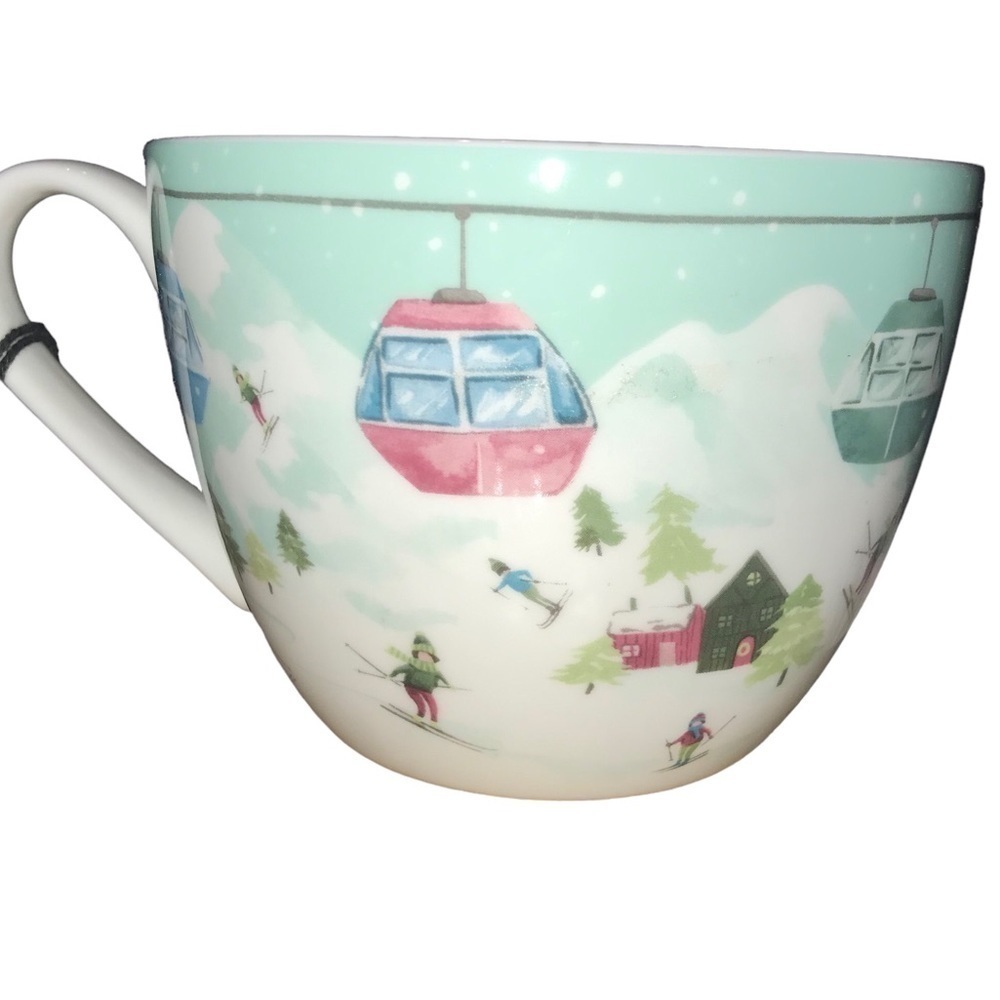 Portobello Christmas Holiday Mug Winter Skiing Scene England 20 oz.